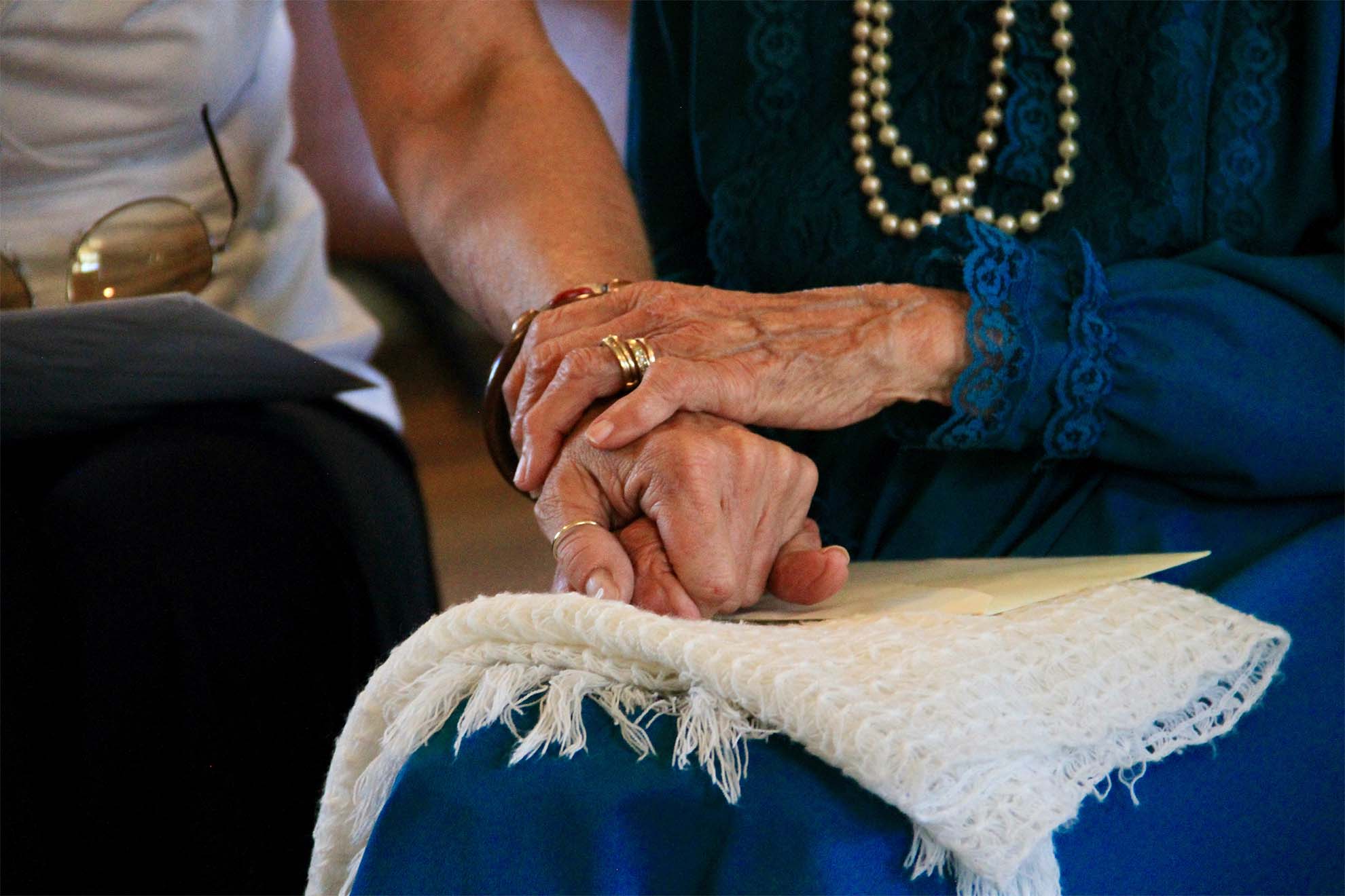 man and a woman holding hands